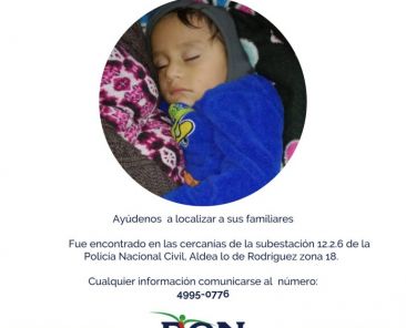 Niño Encontrado en Aldea Lo de Rodriguez, zona 18