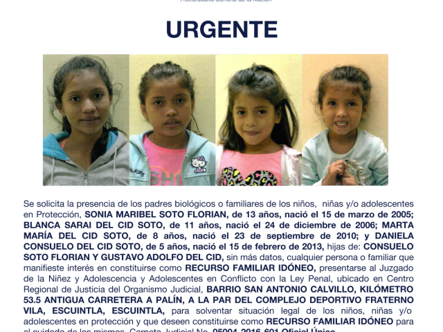 SONIA MARIBEL SOTO FLORIAN, BLANCA SARAI DEL CID SOTO, MARTA MARÍA DEL CID SOTO, ANIELA CONSUELO DEL CID SOTO,