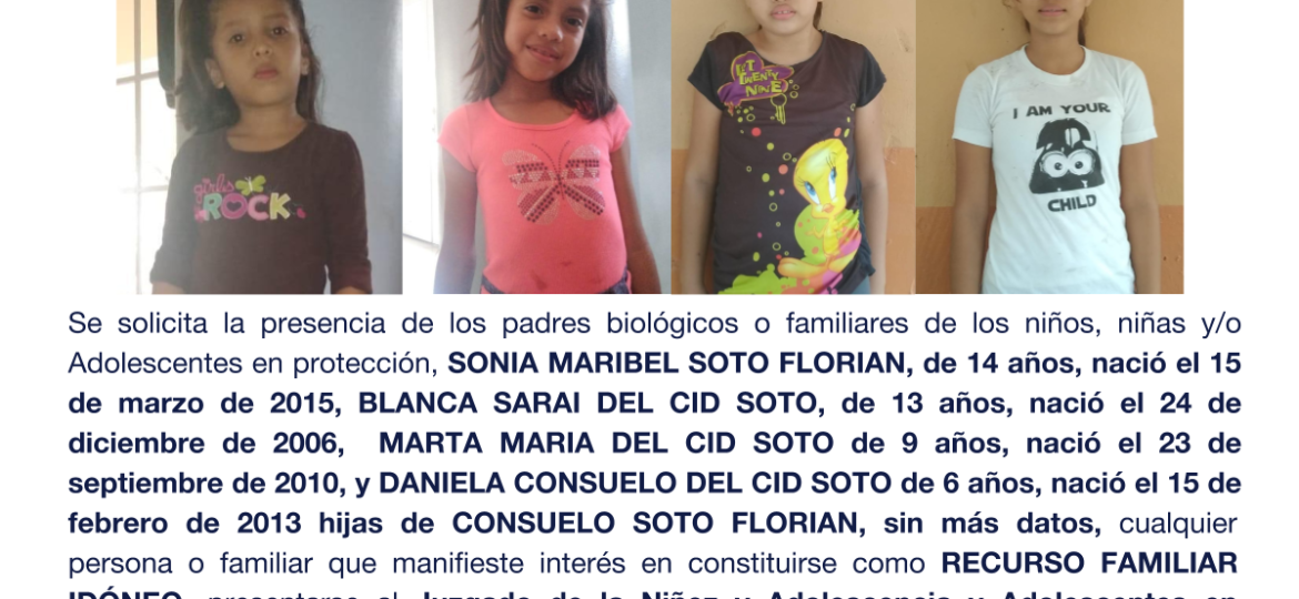 SONIA MARIBEL SOTO FLORIAN, BLANCA SARAI DEL CID SOTO, MARTA MARIA DEL CID SOTO, DANIELA CONSUELO DEL CID SOTO
