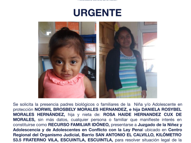 NORWIL BROSBELY MORALES HERNANDEZ, e hija DANIELA ROSYBEL MORALES HERNÁNDEZ