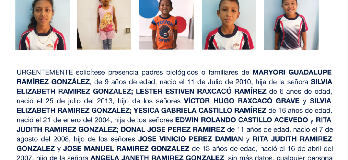 ARYORI GUADALUPE RAMÍREZ GONZÁLEZ, LESTER ESTIVEN RAXCACÓ RAMÍREZ, YESICA GABRIELA CASTILLO RAMÍREZ, DONAL JOSE PEREZ RAMIREZ, JOSE MANUEL RAMIREZ GONZALEZ