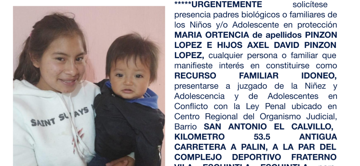 MARIA ORTENCIA de apellidos PINZON LOPEZ E HIJOS AXEL DAVID PINZON LOPEZ