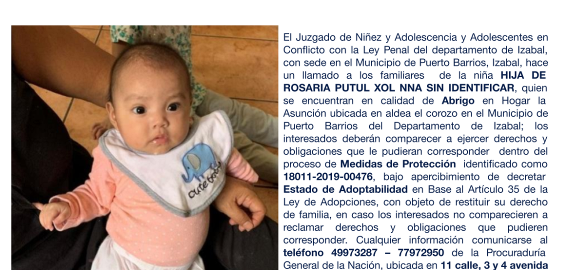 HIJA DE ROSARIA PUTUL XOL NNA SIN IDENTIFICAR