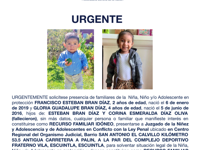 FRANCISCO ESTEBAN BRAN DÍAZ Y GLORIA GUADALUPE BRAN DÍAZ