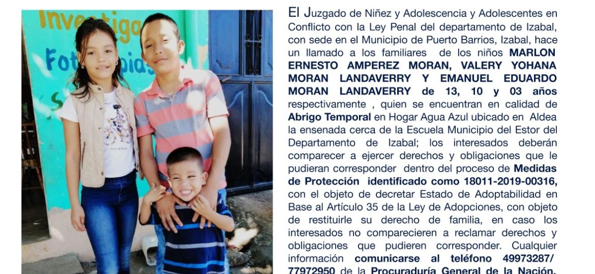 MARLON ERNESTO AMPEREZ, VALERY YOHANA Y EMANUEL EDUARDO MORAN LANDAVERRY