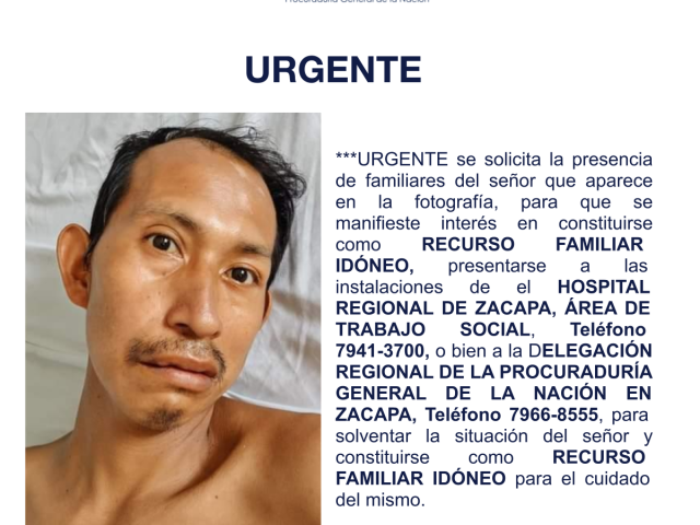 Se solicita la presencia de familiares del señor que aparece en la fotografía